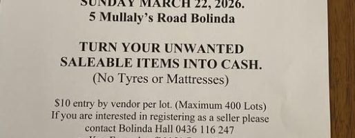 Bolinda Hall Community Clearing Sale
